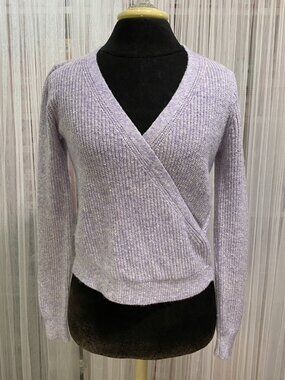NWT Abercrombie & Fitch Womens XXS Lavender Wrap Sweater Knit Balletcore